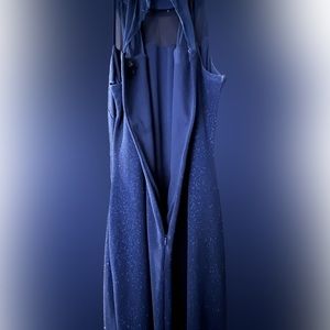 Navy Formal Dress with Sequined Neckline